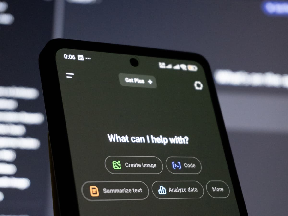 A phone showing an AI assistant chat screen